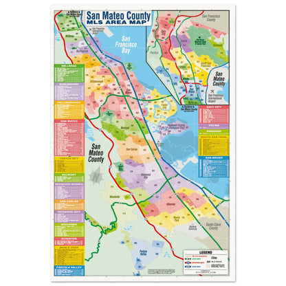 San Mateo County MLS Area Map - POSTER PRINTS