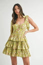 MABLE Floral Mini Dress – Adjustable Shoulder Tie Layered Design