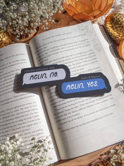 Meaggie Moos - Aelin, No / Aelin, Yes Text Bubble Bookmark | Thone of Glass
