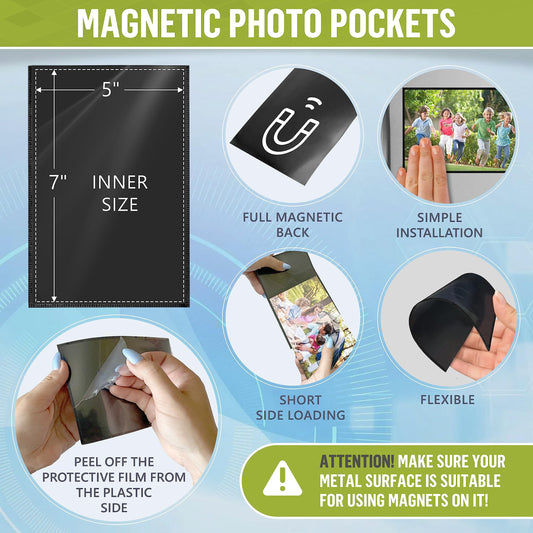 10 Pack 5x7 Magnetic Picture Frames for Refrigerator   Magnet Picture