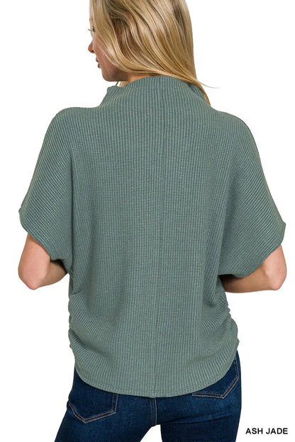 Zenana Mock Neck Top and Pants Sweater Set in Jade