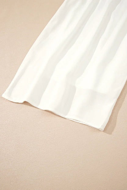 White Solid Pleated Loose Wide Leg Pants