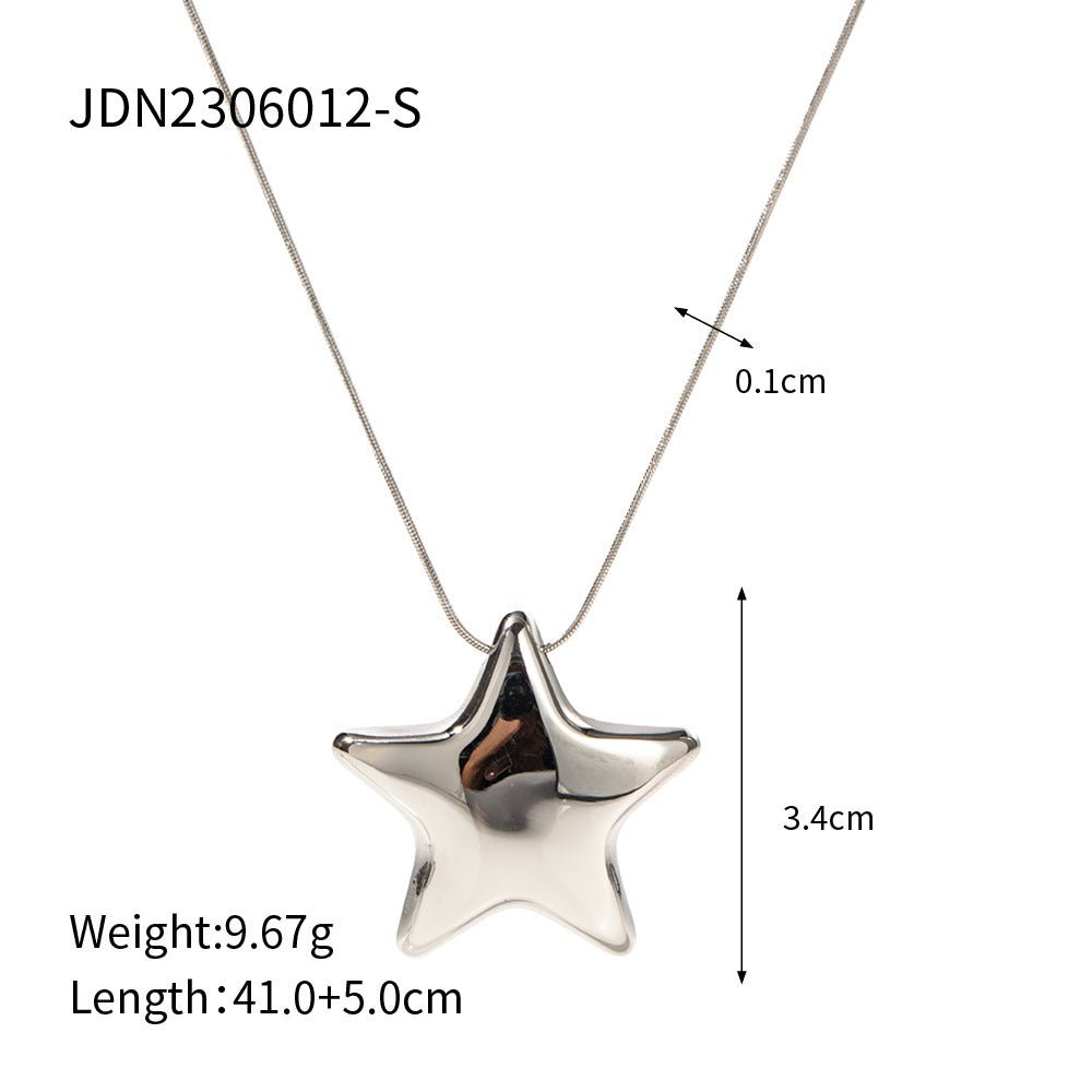18K Gold-plated Star Necklace Jewelry - Stainless Steel Five-pointed Star Design