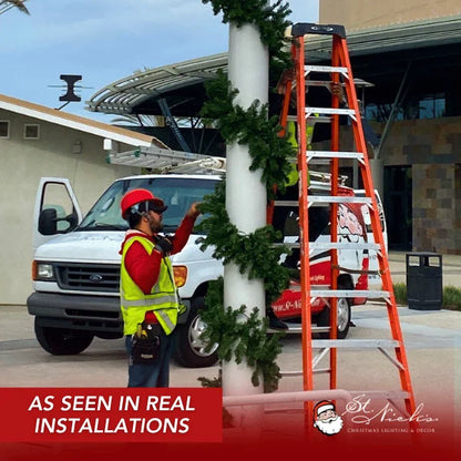 Green Garland with Warm White Lights |  99'X 8"