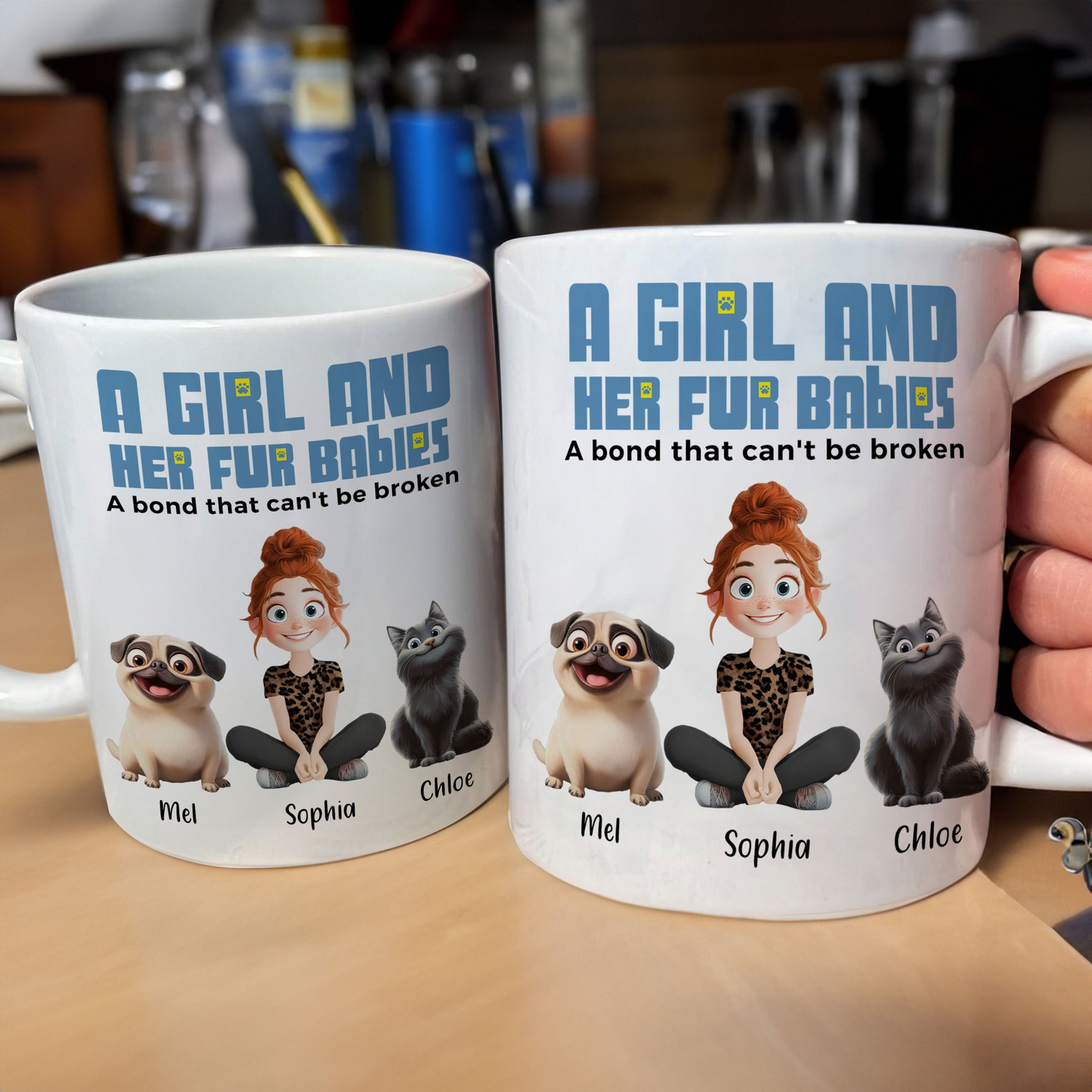 A Girl & Her Cats Has Unbreakable Bond - Personalized Custom Mug - Gift For Her/Him, Cat Lovers, Pet Lovers, Cat Mom, Cat Dad