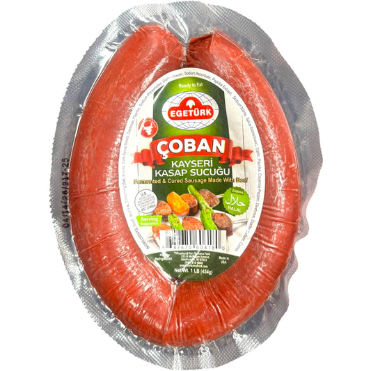 Authentic Turkish Sausage - Nazar Egeturk Coban Kayseri Kasap Sucugu, 1 lb - Premium Quality