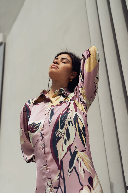 FLORAL SHIRT DRESS
