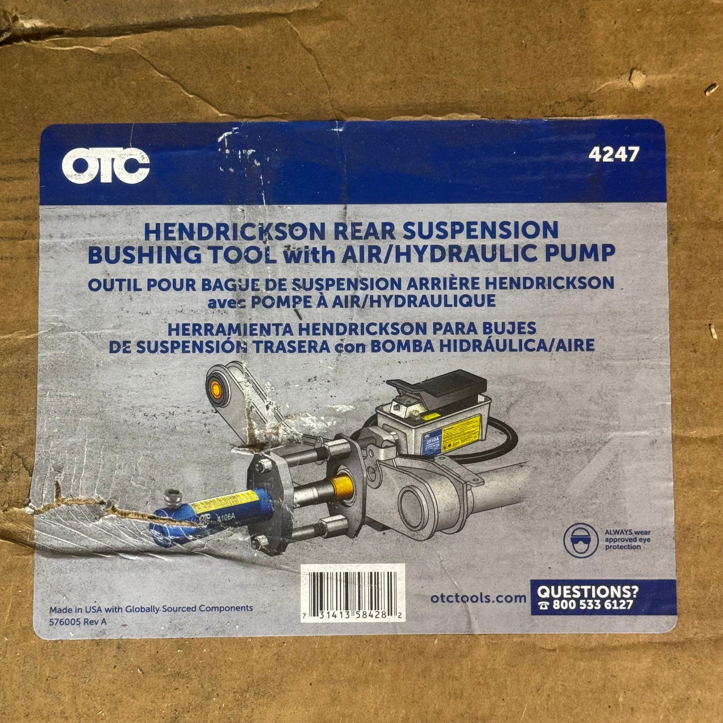 OTC Hendrickson Rear Suspension Bushing Tool Sz 37.5" L x 18" W, Grey 4247