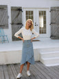 DENIM SKIRT WITH RUFFLE DETAIL