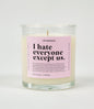 I Hate Everyone Except Us Glass Candle