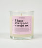 I Hate Everyone Except Us Glass Candle