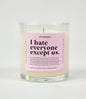 I Hate Everyone Except Us Glass Candle