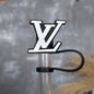 LV  Straw Topper Black White