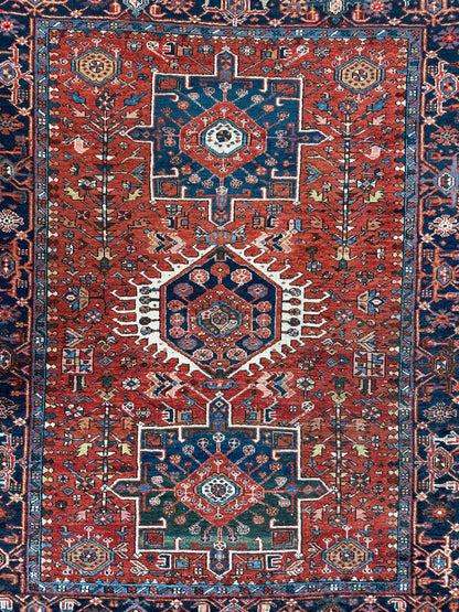 KARAJA Persian Antique Heriz Rug  4'9" x 6'