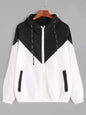 Color Block Hooded Jacket with Elastic Waist (Summer)