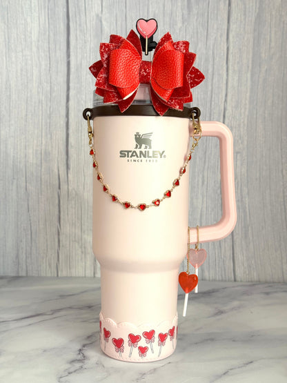 Tiny Red Hearts Deluxe Tumbler Charm Necklace