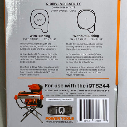 IQ POWER TOOLS Q-Drive Arbor Hard Material Blade For IQTS244 10" T10-060P-QD-HM