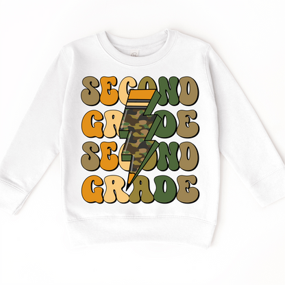 Second Grade Camo Lighting Bolt Shirt - Back To School Tee