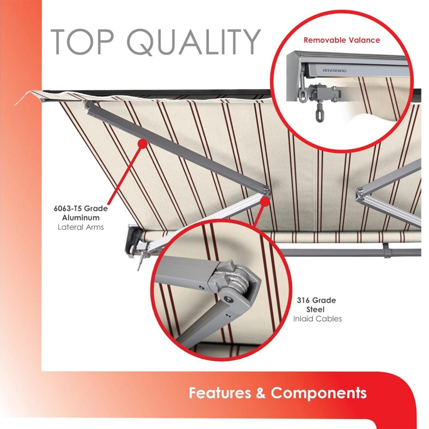 Advaning Classic Series Fully Assembled Retractable Sun Shade Canopy Awning (SAK92851)