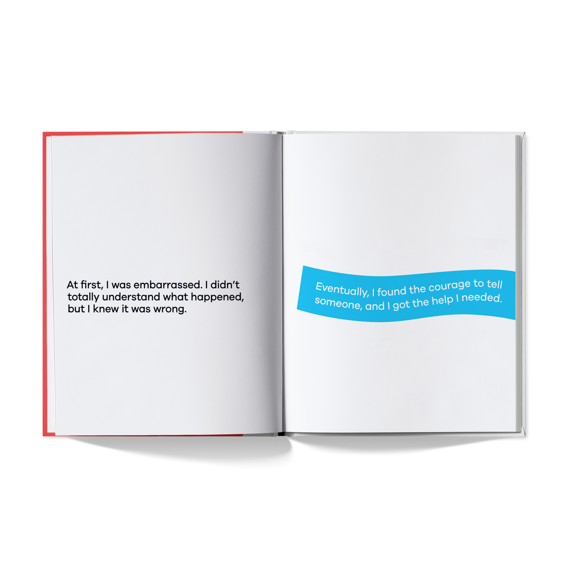 Open book with text on a white background