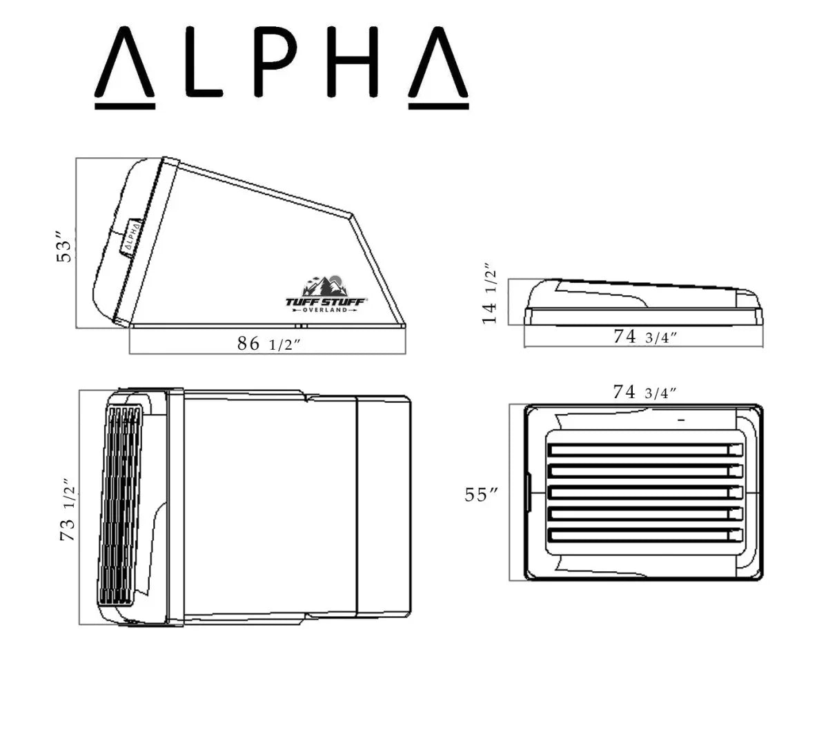 Alpha Hardshell Rooftop Tent – ABS – 2–3 Person – Black – All-Season Overland Shelter