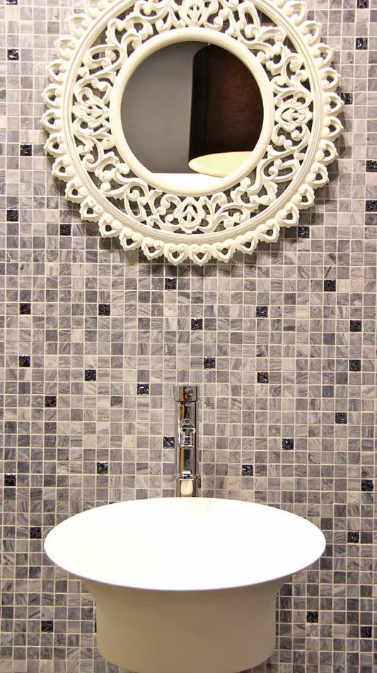 Cloud Grey Mosaic Real Marble Cut 1x1