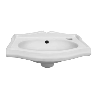 Isabella Collection Small Rectangular Wall Mount Basin with Integrated Oval Bowl, Backsplash, Decorative Trim, Overflow and Faucet Drilling