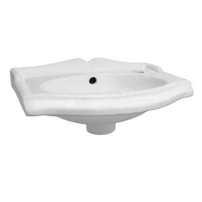 Isabella Collection Small Rectangular Wall Mount Basin with Integrated Oval Bowl, Backsplash, Decorative Trim, Overflow and Faucet Drilling