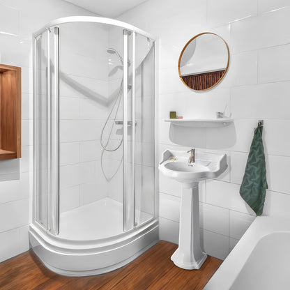 Isabella Collection Traditional Pedestal with an Integrated small oval bowl,Backsplash, Dual Soap Ledges, Decorative Trim and Overflow