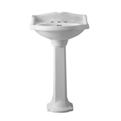 Isabella Collection Traditional Pedestal with an Integrated small oval bowl,Backsplash, Dual Soap Ledges, Decorative Trim and Overflow