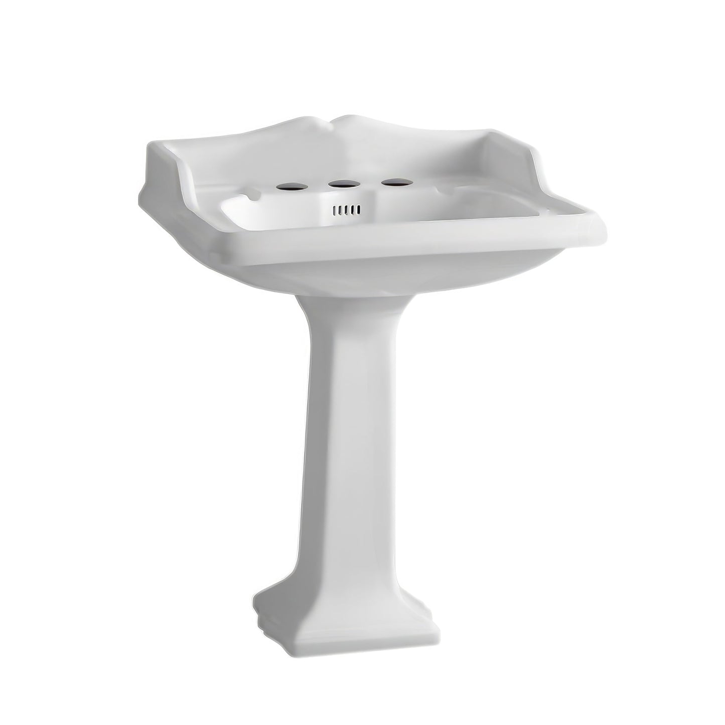 Isabella Collection Traditional Pedestal with an Integrated large Rectangular Bowl,Backsplash, Dual Soap Ledges, Decorative Trim and Overflow