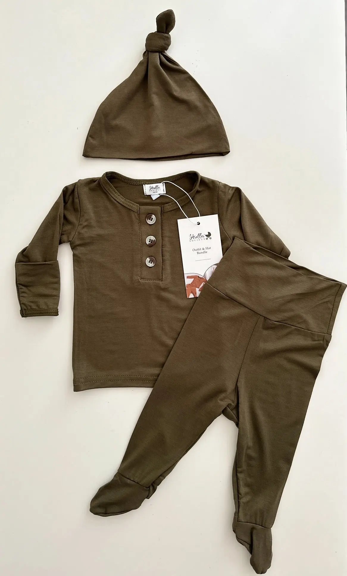 Newborn Boy Outfit Set - Army Green | Baby Boy Coming Home Outfit