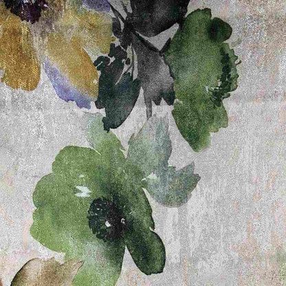 Green ASTER Floral Digital Print Metallic - Custom Tablecloths