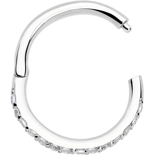 14k Solid White Gold Hinged Segment Ring Forward Facing CZ 18G 5/16