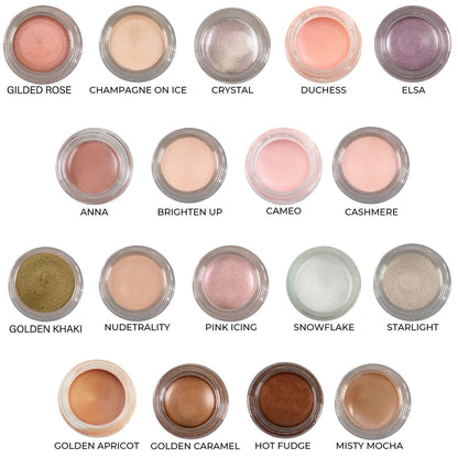 Cashmere Any Wear Creme - A Waterproof Multi-tasking creme to powder product for eyes, cheeks & lips. Can be worn anywhere