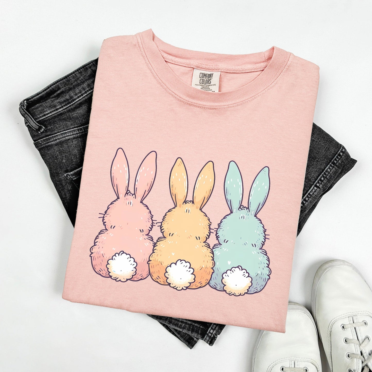 Adorable Bunnies In A Row, Easter, Bunny, Jesus, Rabbit, Holiday Tshirt Comfort Colors T-Shirt