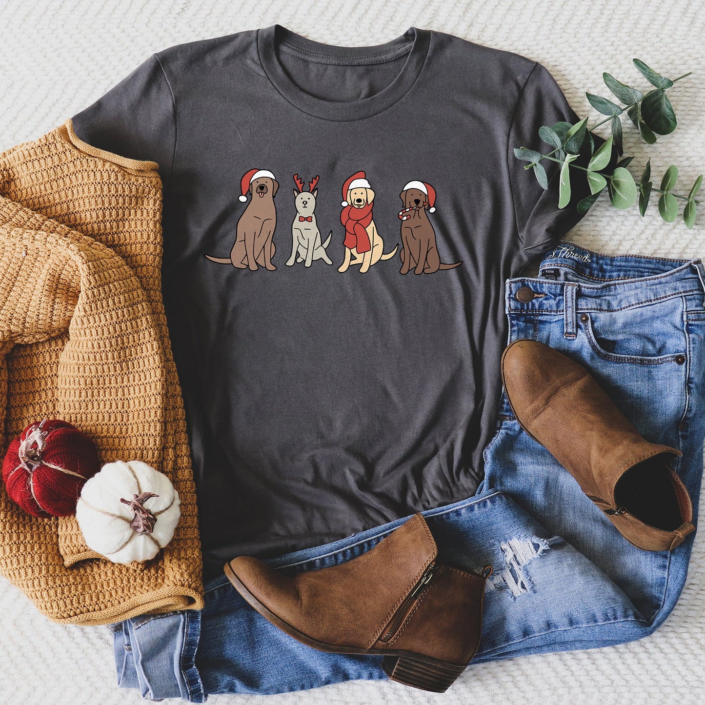 EXAMPLE: Adorable Christmas Dogs, Reindeer, Santa, Retro, Super Soft Tshirt