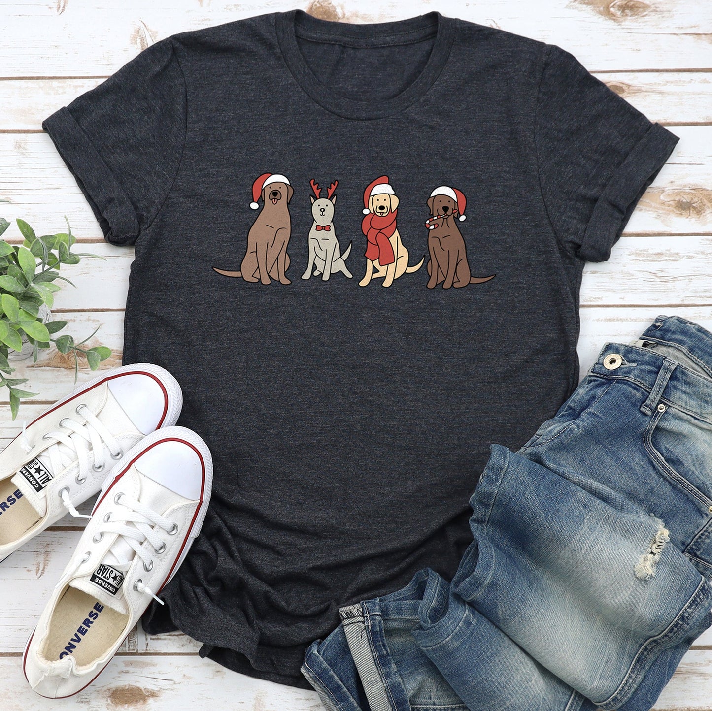 EXAMPLE: Adorable Christmas Dogs, Reindeer, Santa, Retro, Super Soft Tshirt