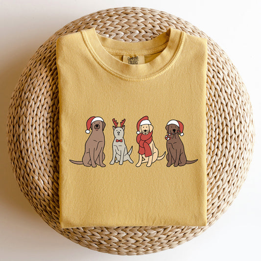 Adorable Christmas Dogs, Reindeer, Santa, Retro, Xmas Tshirt Comfort Colors T-Shirt