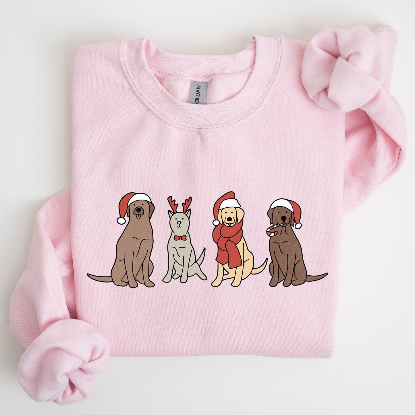 Adorable Christmas Dogs, Reindeer, Santa, Retro, Xmas Sweatshirt