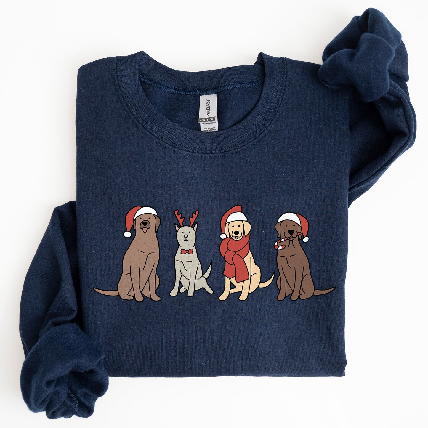 Adorable Christmas Dogs, Reindeer, Santa, Retro, Xmas Sweatshirt