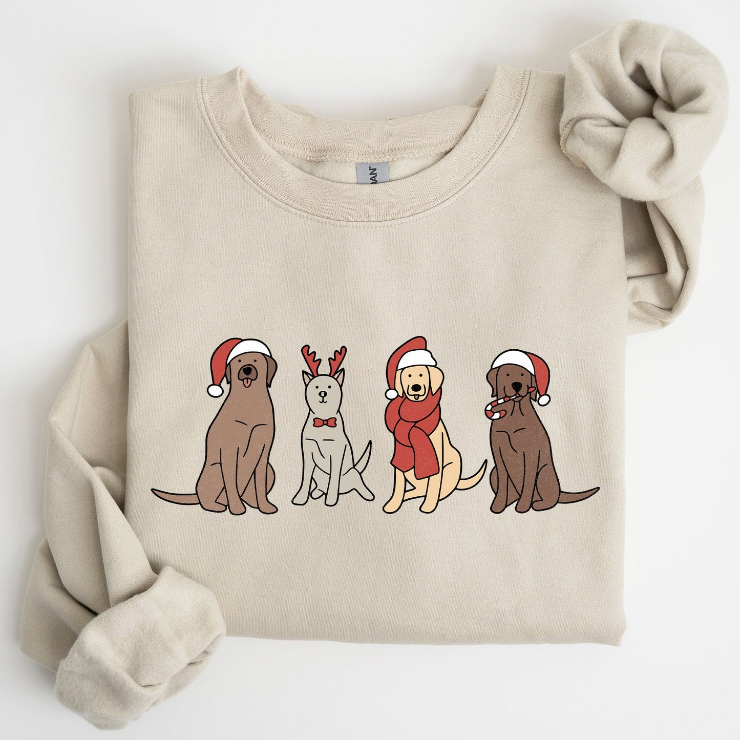 Adorable Christmas Dogs, Reindeer, Santa, Retro, Xmas Sweatshirt