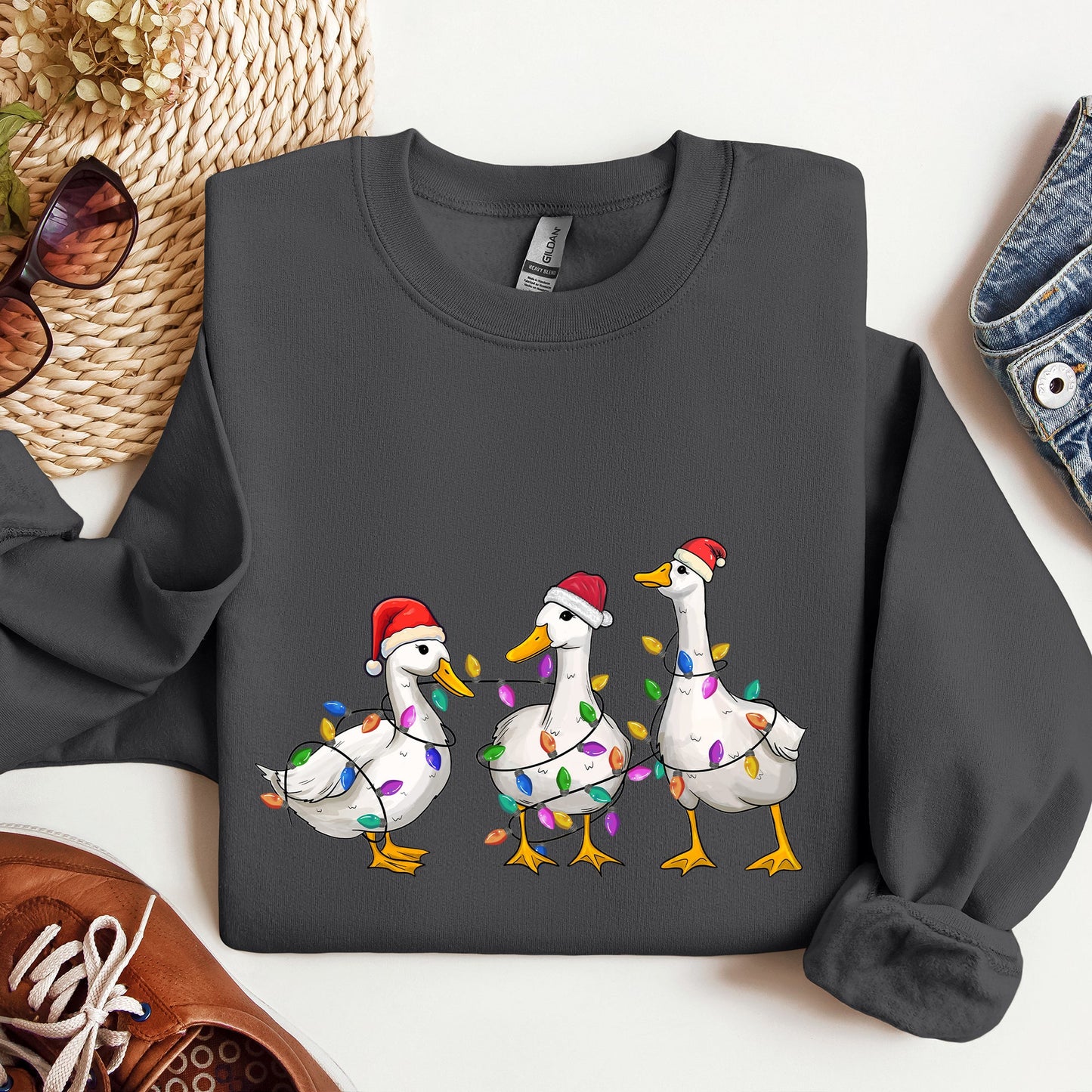 Adorable Christmas Ducks, Santa, Farmlife Sweatshirt
