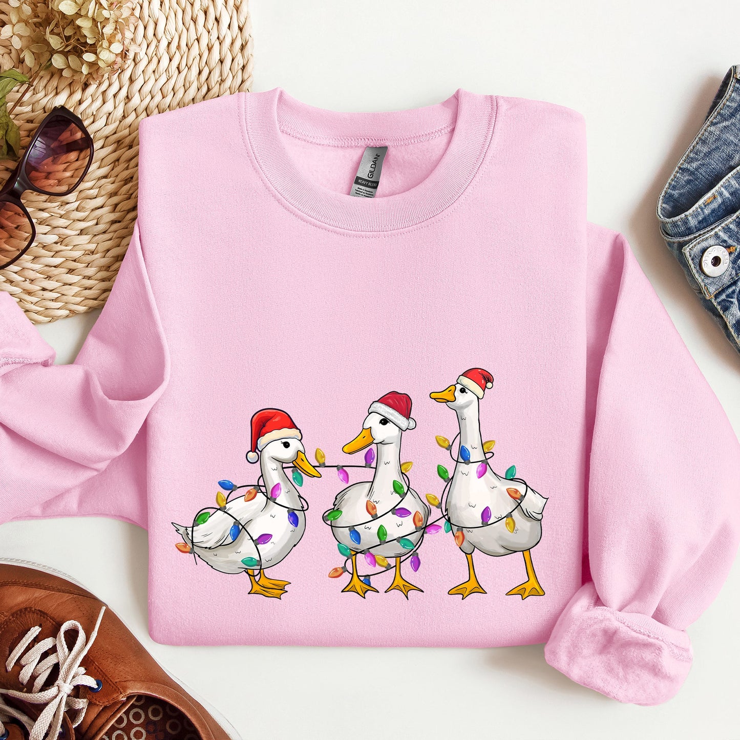 Adorable Christmas Ducks, Santa, Farmlife Sweatshirt