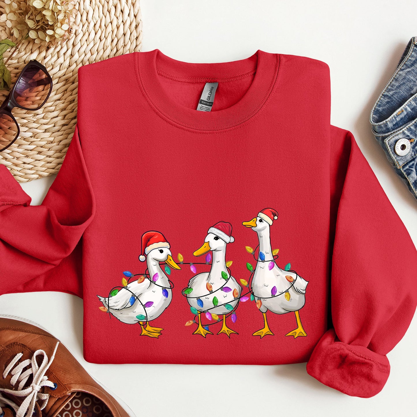 Adorable Christmas Ducks, Santa, Farmlife Sweatshirt