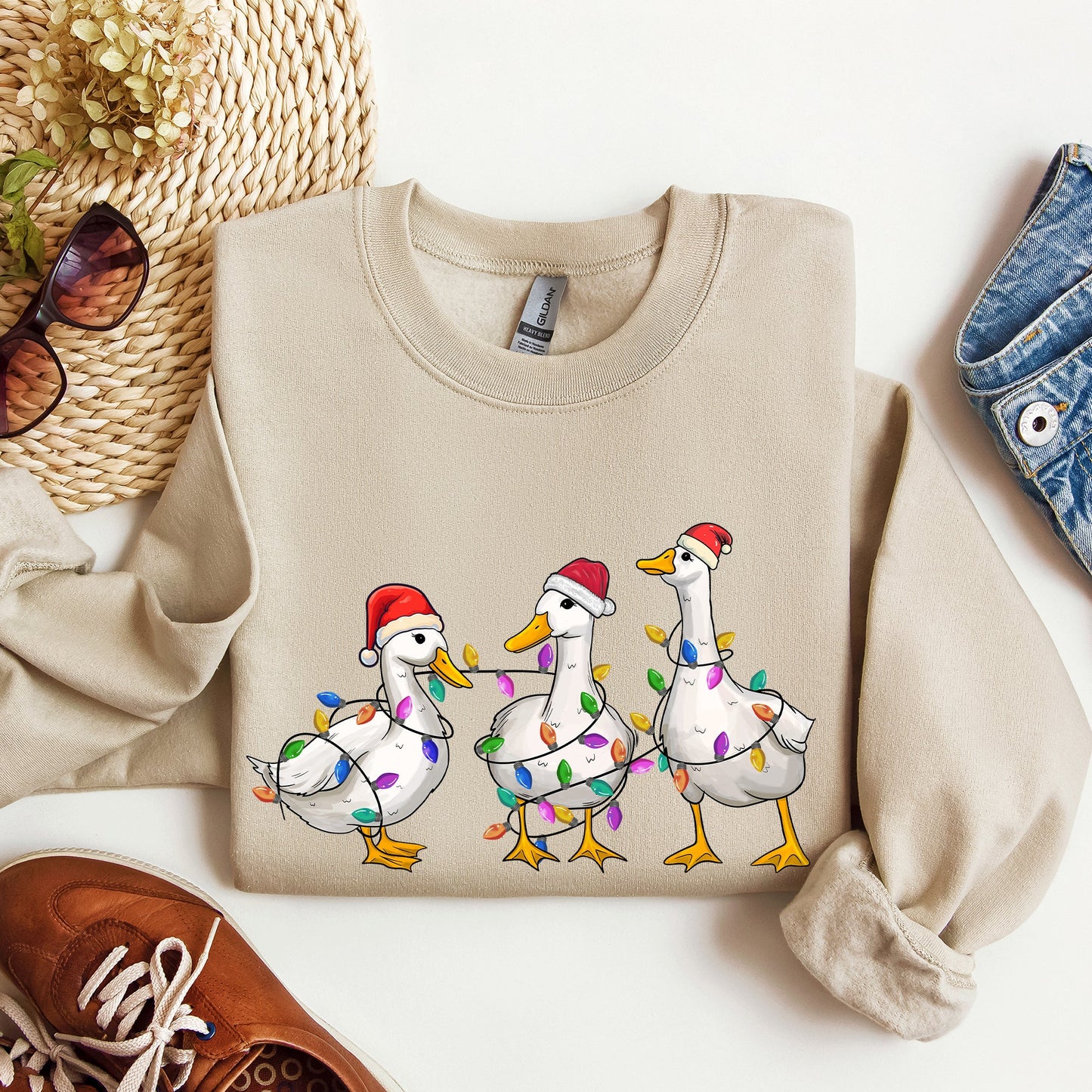 Adorable Christmas Ducks, Santa, Farmlife Sweatshirt