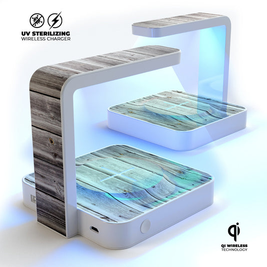 Aged White Wood Planks UV Germicidal Sanitizing Sterilizing Wireless | Kitchen + Metal |