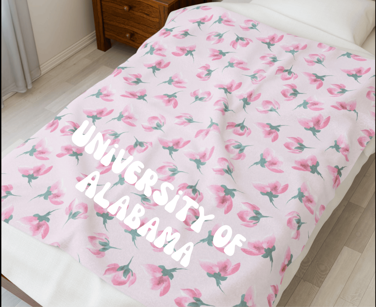 Customizable: Cozy Floral Velveteen Plush Blanket | Soft Throw, Bed Cover, Lounge Blanket, Gift for Her, Home Decor