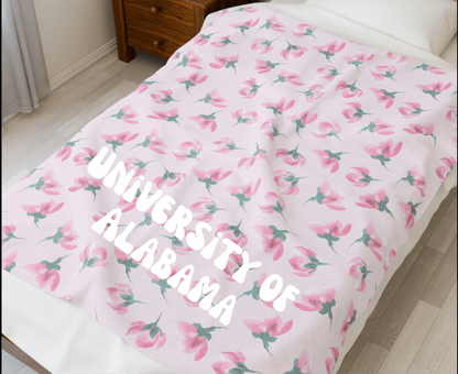 Customizable: Cozy Floral Velveteen Plush Blanket | Soft Throw, Bed Cover, Lounge Blanket, Gift for Her, Home Decor