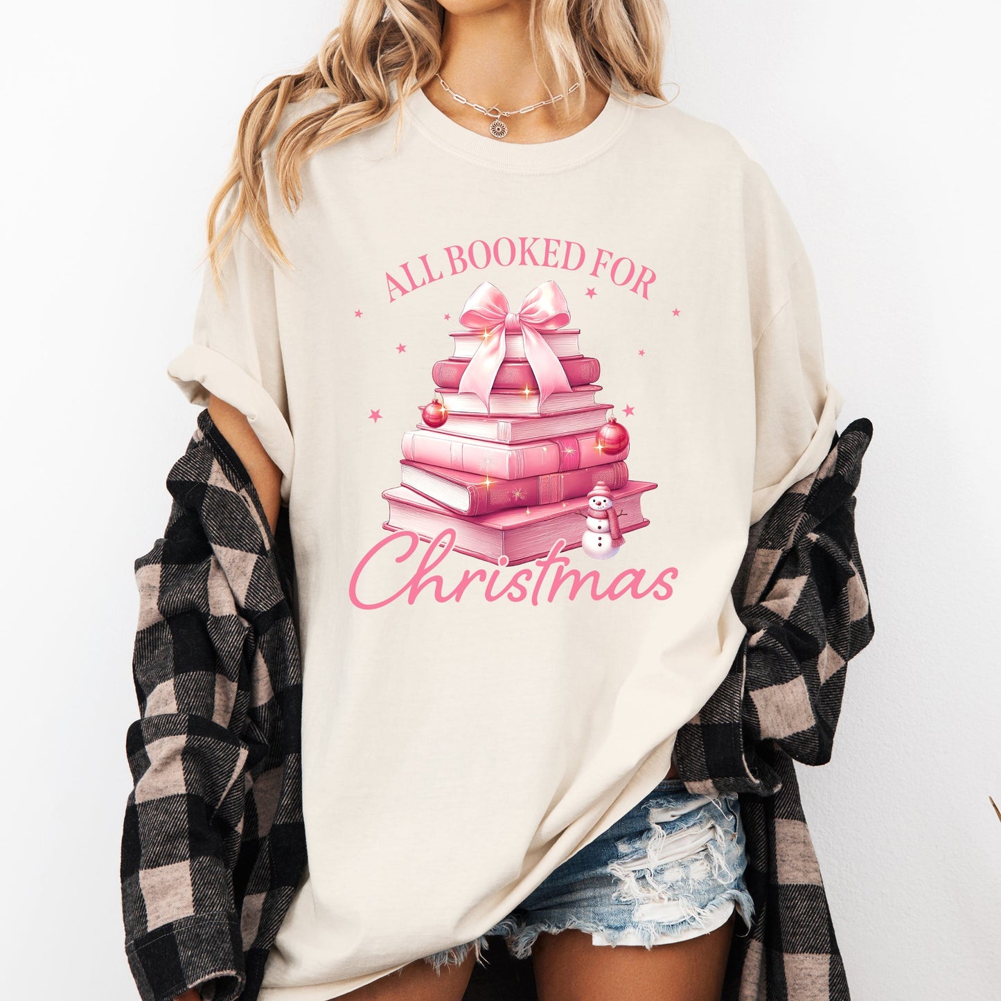All Booked For Christmas, Coquette, Reading, Teacher, Winter, Santa, Xmas Tshirt Comfort Colors T-Shirt